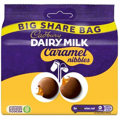 Cadbury Dairy Milk Caramel Nibbles Chocolate Bag 186G