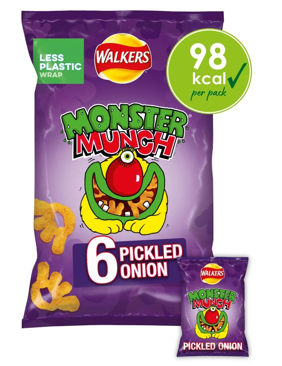 Walkers Monster Munch Pickled Onion Multipack Crisps 6x20g