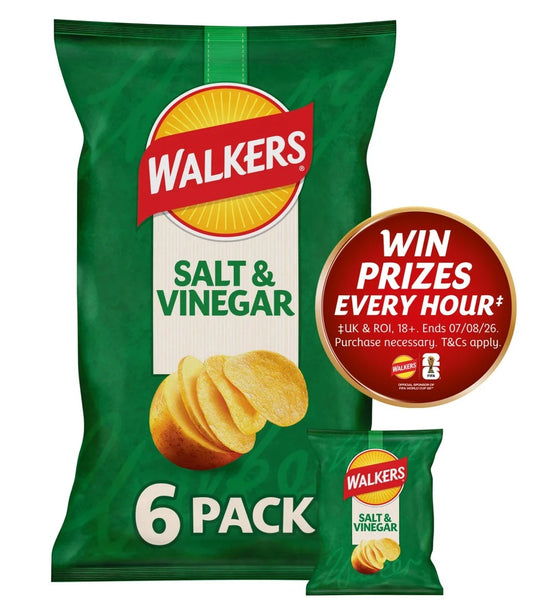 Walkers Salt & Vinegar Multipack Crisps 6x25