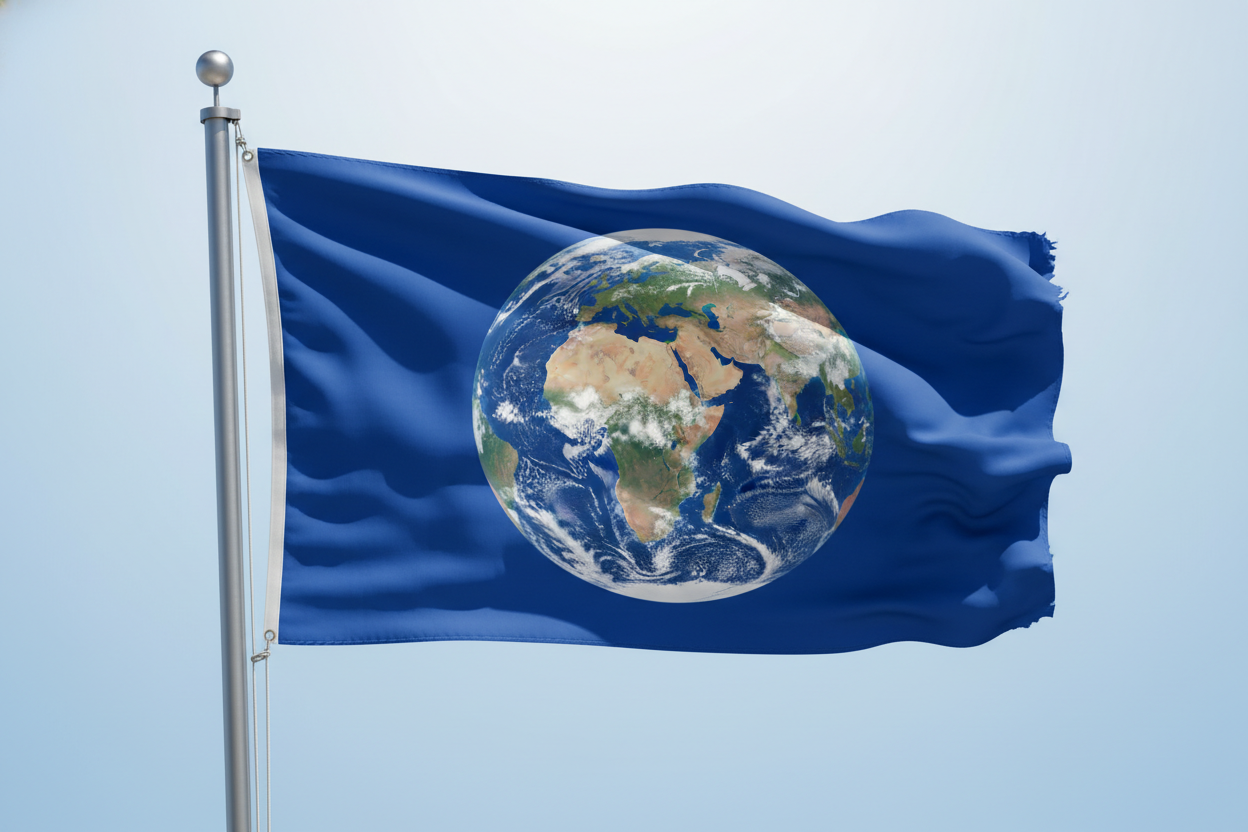 flag with the globe on