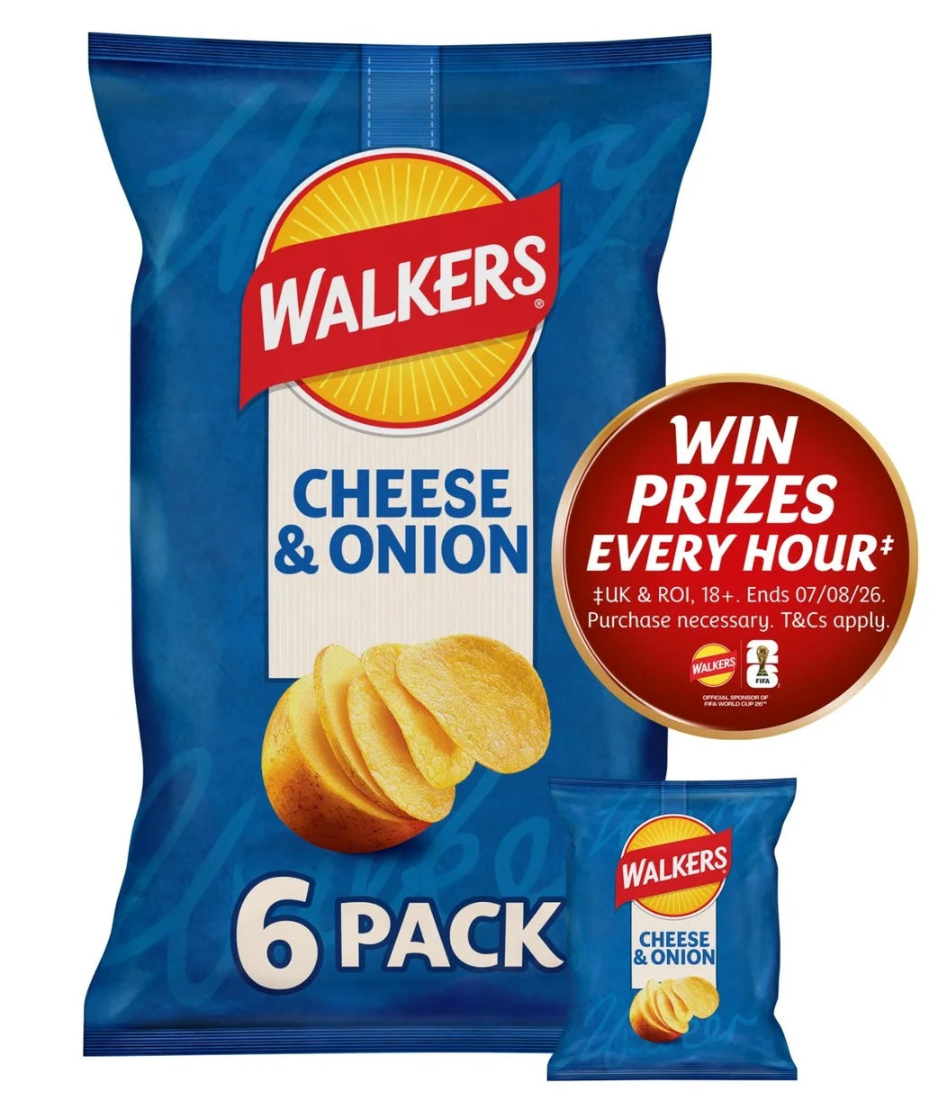 Walkers Cheese & Onion Multipack Crisps 6x25g