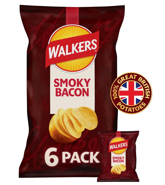 Walkers Smoky Bacon Multipack Crisps 6x25g