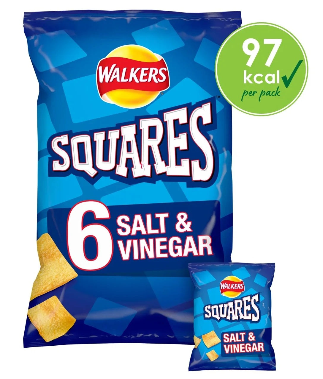 Walkers Squares Salt & Vinegar Multipack Crisps 6x22g