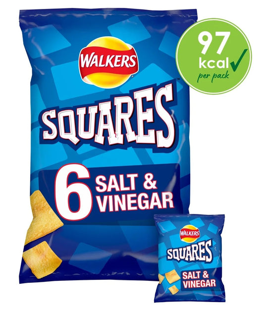 Walkers Squares Salt & Vinegar Multipack Crisps 6x22g